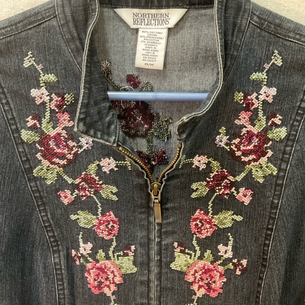 Northern Reflections Women's Embroidered- Black Denim Jacket —-A++